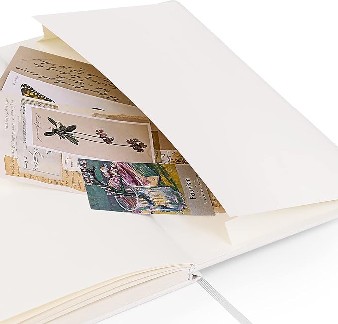 Huhuhero Notebook Journal, Lined Ruled Journal, Hardcover 120Gsm Premium Thick Paper with Faux Leather Notebook for Journaling Writing Note Taking Office School Supplies 5.25"×8.25"(1,White)