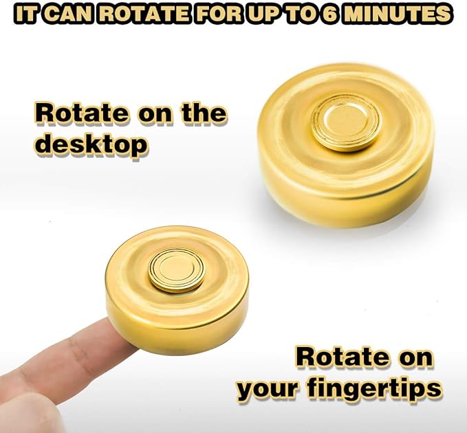 Alloy Metal Fidget Spinners Toy for Kids Adults- Cool Sensory Handheld Finger Hand Cube Spiner for Stress Relief, Desk Toys Gift for Office, Holiday Stocking Stuffer, Chirstmas Present Gold