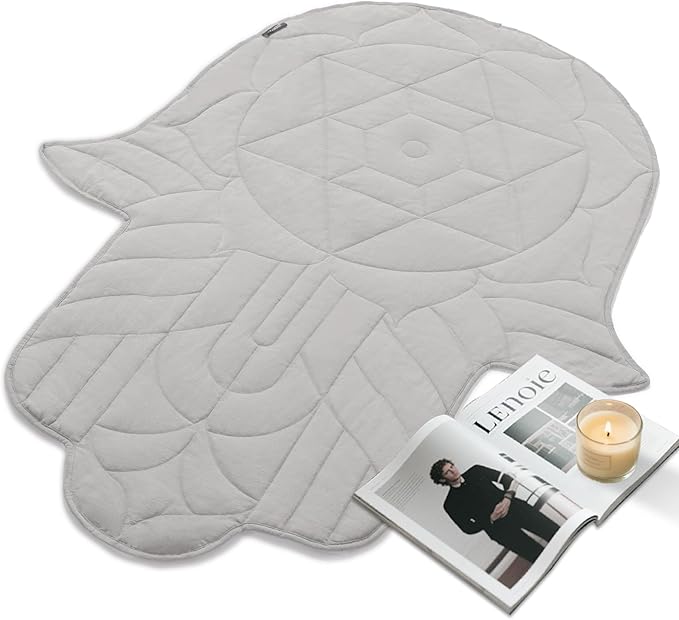 ZonLi Weight Lap Blanket 7 lbs 43" x 52", Soft Cotton Small Weighted Blanket for Adults, Portable Weighted Blanket for Sleeping, Travel, All-Season Relax Blanket, Machine Washable,Light Gray