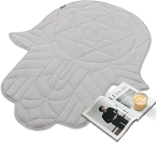 ZonLi Weight Lap Blanket 7 lbs 43" x 52", Soft Cotton Small Weighted Blanket for Adults, Portable Weighted Blanket for Sleeping, Travel, All-Season Relax Blanket, Machine Washable,Light Gray