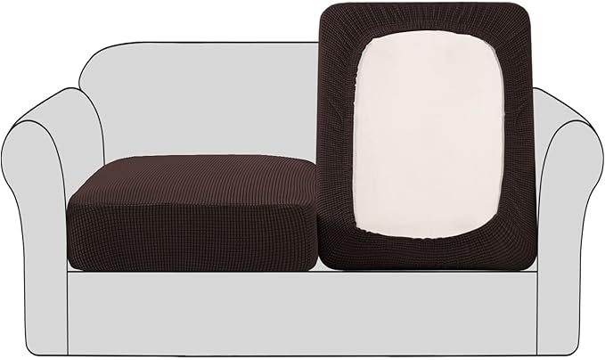 H.VERSAILTEX High Stretch Couch Cushion Covers,Chair Sofa Seat Slipcovers Couch Cushion Cover Stretch Furniture Protector for Kids, Pets(2 Packs Cushion Loveseat Covers, Chocolate)