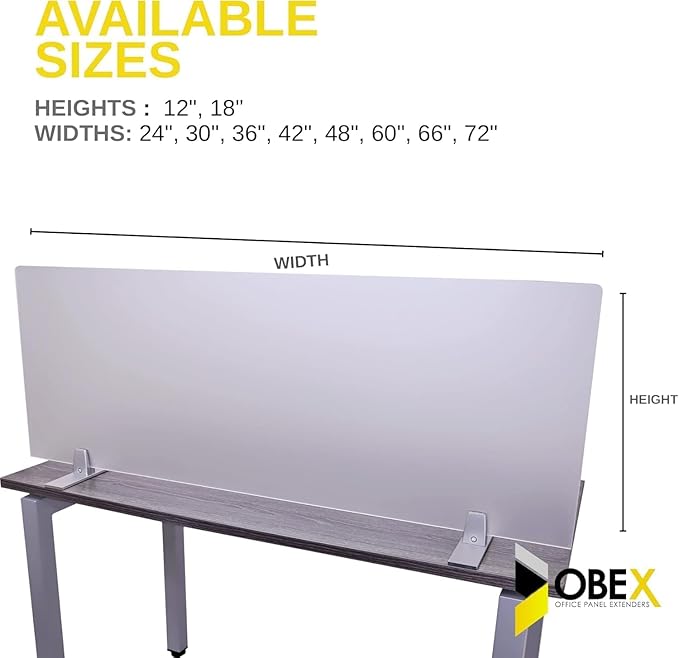 OBEX Acrylic Free Standing Screen, Divider for Desk Privacy Home & Office Partitions for Table Top Workstation, Portable Cubicle Panel for Work, 18" x 24", Frosted