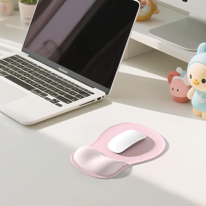 EooCoo Gel Wrist Rest Mouse Pad Ergonomic Middle Concave Design, Relieve Wrist Pain Mousepad, Non-Slip Base for Laptop, Computer, Office Decor for Women, Carpal Tunnel Syndrome