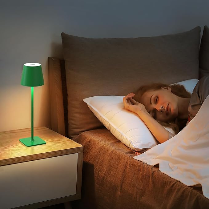 Green Cordless Table Lamp Set of 2-3 Color Stepless and Dimmable - for Restaurant Dining Bedroom Home Bar