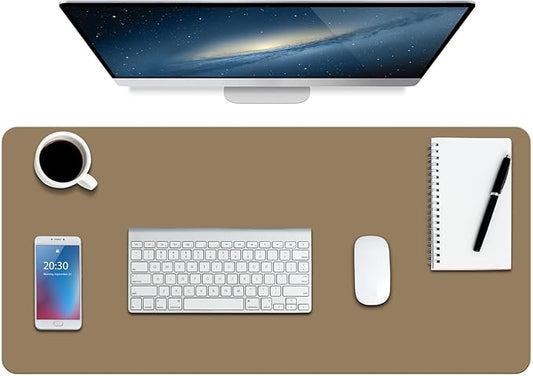 Boutilon Leather Desk Pad Protector,Non-Slip Mouse Pad,Laptop Desk Pad,Office Mouse Mat,Waterproof Leather Desk Blotter,Desk Writing Pad for Office and Home (S-Dark Apricot,24"x 14")