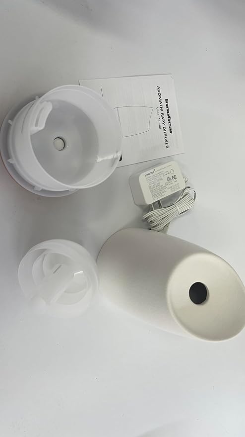 InnoGear 150ml Ceramic Oil Diffuser, Handcrafted Stone Essential Oil Diffuser Aromatherapy Diffusers Ultrasonic Cool Mist Humidifier Vaporizor 2 Mist Modes for Room Home, White Slope Cut Ceramic