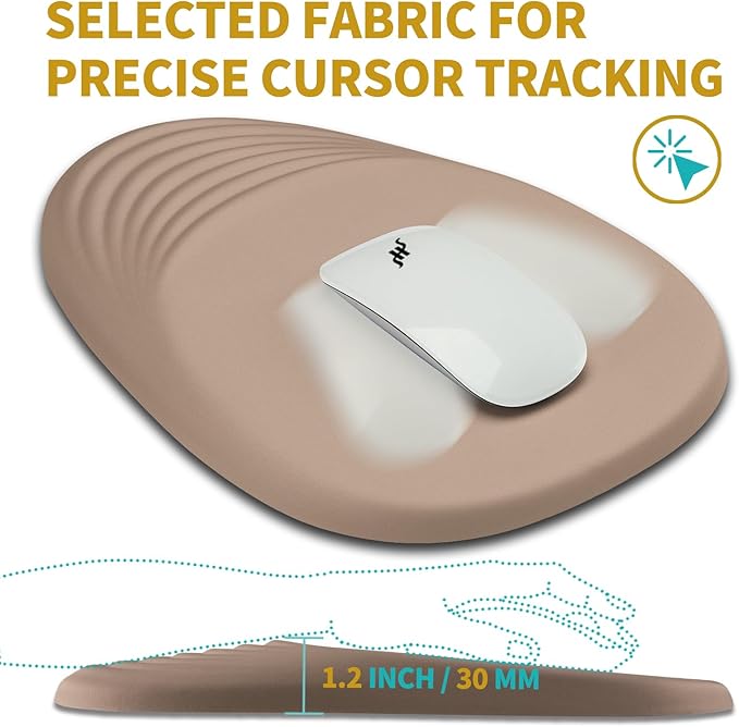 Hokafenle Ergonomic Mouse Pad Wrist Support with Stepped-Wedge Design, Wrist Rest Pain Relief Mousepad Filled with Memory Foam, Carpal Tunnel Mousepad for Wireless Mouse(12x8 inch,Sand Color)
