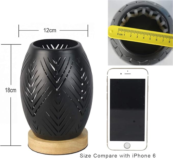 OuXean Bedside Table Lamp, Small Night Light Metal Lampshade and Wood Base, E12 40W Desk Lamp for Bedroom Living Room Home Decor Office Restaurant Bar, Black(Without Bulb)