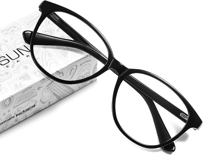 MEETSUN Blue Light Blocking Glasses for Women Cat Eye Blue Light Glasses TR Frame Anti Eyestrain UV Glare Computer Gaming Eyeglasses(Black Frame)