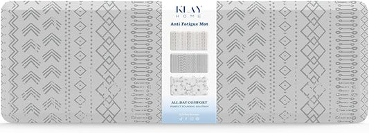 Klay Home kitchen mats for floor anti fatigue, 3/4" Thick 100%PU memory foam kitchen mat, padded kitchen mat, Cushion Kitchen Sink Rug Waterproof Non-slip Well-made - Large Runner 20" x 60", Grey Boho