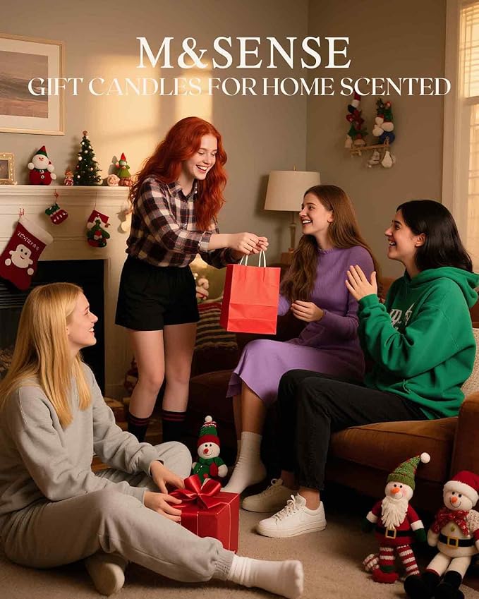 M&SENSE Fireside Vanilla Scented Candles Natural Non Toxic, Aromatherapy Candle for Stress Relief Meditation Relaxing, Housewarming Gifts for Women Men, 11.3oz 70 Hour Long Burning