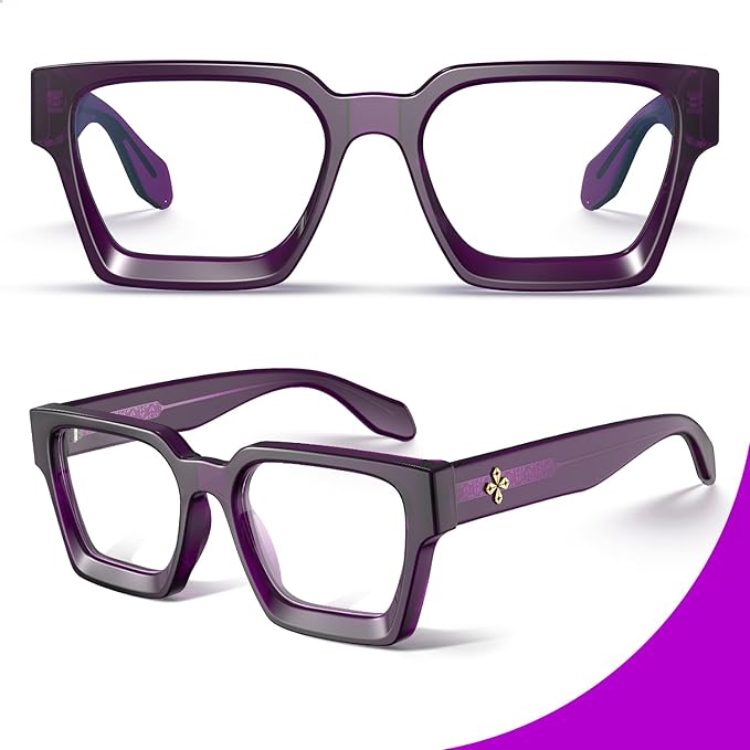 VISOONE Blue Light Blocking Glasses Rectangle Chic Preppy Look MultiColor Frame for Women Men RIVER