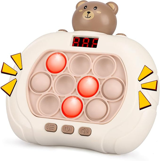 Pop Game Light Up Fidget Toy for Kids 5-7 & 8-12, Handheld Puzzle Game Sensory Toys with LED Screen, for Kids Ages 3-12 (Bear)