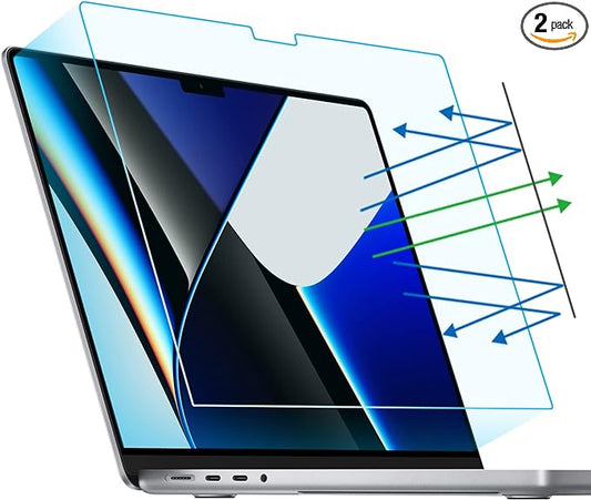 F FORITO 2-Pack Anti Blue Light Matte Laptop Screen Protector Compatible with 2024-2021 MacBook Pro 14 inch M4 M3 M2 M1 Pro/Max, Eye Protection Anti Glare Computer Screen Cover