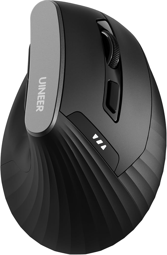 Ergonomic Wireless Mouse,Bluetooth Vertical Mouse with BT5.0/4.0/2.4G, Rechargeable with Battery Indicator,Ergonomic Design for Comfort and Reduced Wrist Strain for Home,Office Use,Black