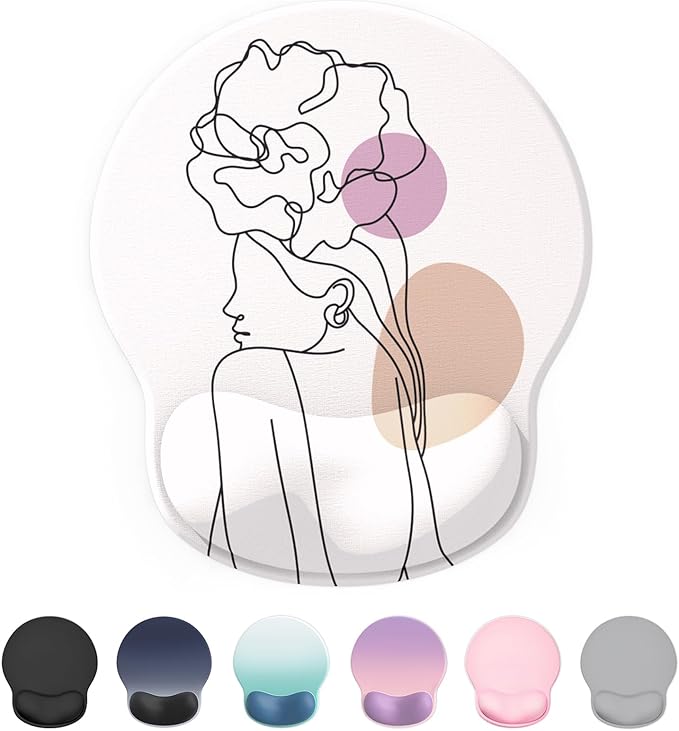 Ergonomic Mouse Pad Wrist Support, Comfortable Mouse Pad Wrist Rest, Relieve Wrist Pain Gel Mouse pad, Non-Slip Rubber Base Mousepad for Laptop, Computer(Abstract Woman)