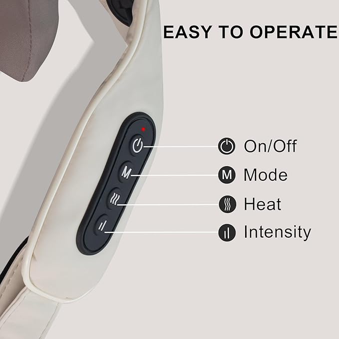 Electric Neck and Shoulder Massager with Heat, Cordless Kneading Back Trapezius Shiatsu Massage Pillows for Pain Relief Deep Tissue Gift Ideals