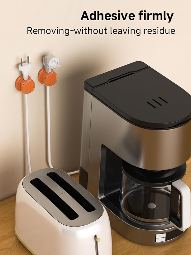 Magnetic Cable Clips, Adjustable Cord Holder Management, Adhesive Wire Keeper Organizer for Home Office Desk Phone PC Car Wall Desktop Nightstand Appliance (9-PCS Orange)