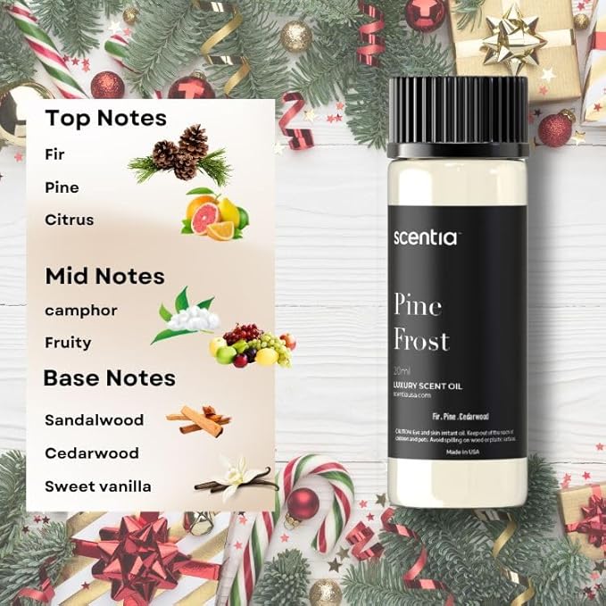 Christmas Fragrance Oil Set, Scentia Winter Fragrance Oils for Diffuser & Candle Making | Pine Frost, Gingerbread Bliss, Citrus Harmony Winter Scented Oils : 3x20ml Pack for Mothers Day Gift