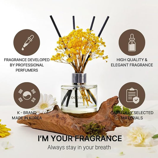 COCODOR Flower Reed Diffuser Set / 6.7oz / La Tulip Garden/Scent Diffuser with Sticks Home Fragrance Reed Diffuser for Bathroom Shelf Decor