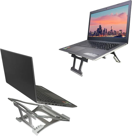 Laptop Stand with 3 Folding Modes in one. Portable Ergonomic Angle Aluminum Laptop Stand. Height Adjustable Laptop Laptop Stand for Desk for laptops 10''~15.6'' Silver