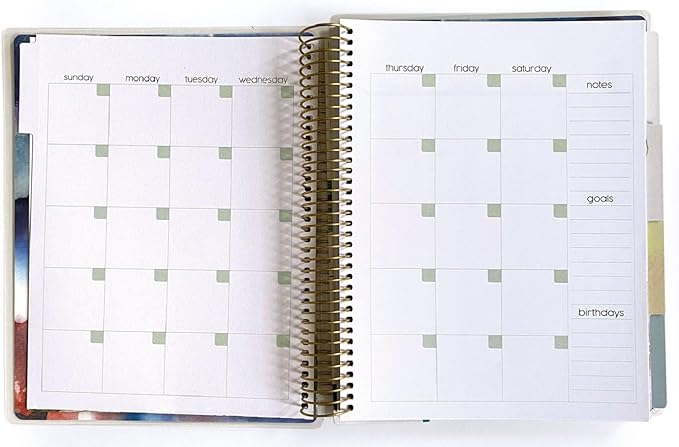 Paper House Productions 12 Month Undated 9.5" Planner with Month and Event Flag Stickers - Watercolor Flora