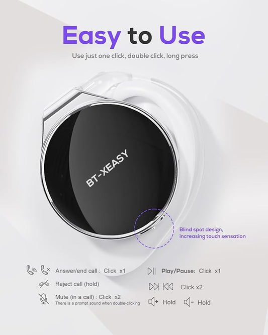 On Ear Headphones Bluetooth 5.4, Noise Cancelling Open Ear Headphones Wireless, Water-Drop Shaped Clip On Sport Headset Bluetooth with 4 Microphone, Comfort Fit Earphones with Long Battery Life