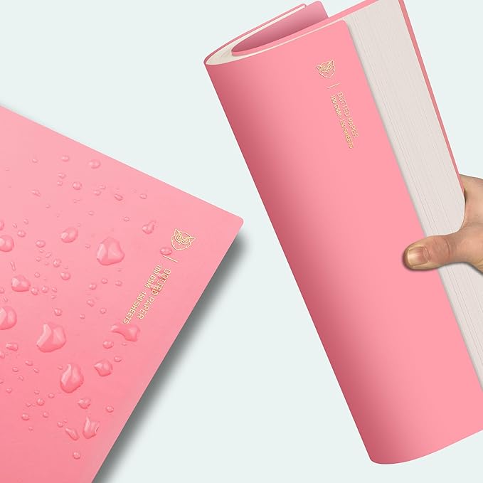 EMSHOI A4 Spiral Dotted Notebook - 150 Sheets (300 Pages), 100gsm Dot Grid Journal, Waterproof Softcover, Twin-Wire Binding Journal for School, Work, Writing, Bullet Journaling - 11.2"x8.27" Pink