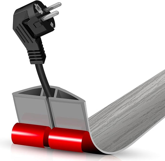 Floor Cord Cover Self Adhesive Cord Hider,3.3FT Cable Management, Extension Strip Protector for Wires, Prevent Cable Trips for Offices, Gyms, Exhibitions Cavity:0.39"(W) x 0.27"(H) Gray Wood