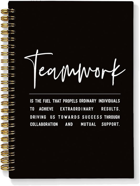 Teamwork Gifts Notebook, Work Journal Notebook for Women Men Team Members, Funny Office Gifts for Coworkers, Funny Office Supplies, Hardcover Spiral Notebooks 5.5x8.3 Inch