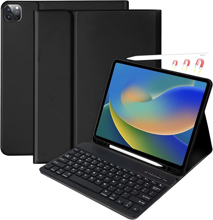 besky Keyboard Case for iPad Pro 12.9 inch (5th, 6th Generation) & New Air 13 inch M2 (Only Applies to 3 iPads Model) - Wireless Detachable Keyboard- Pencil Holder, with Auto Sleep/Wake Function