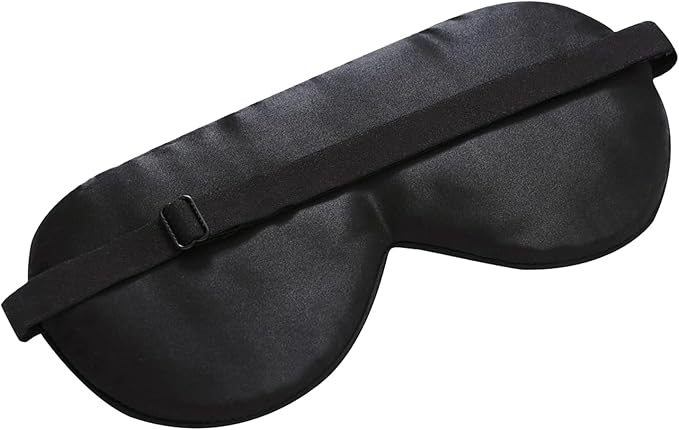 Alaska Bear Organic Silk Sleep Mask Cool Super Smooth Eye Cover Genuine Mulberry Silk Face Skin Care, Soft Filling, Lightweight for Home or Travel Use (Original Black, Flat)