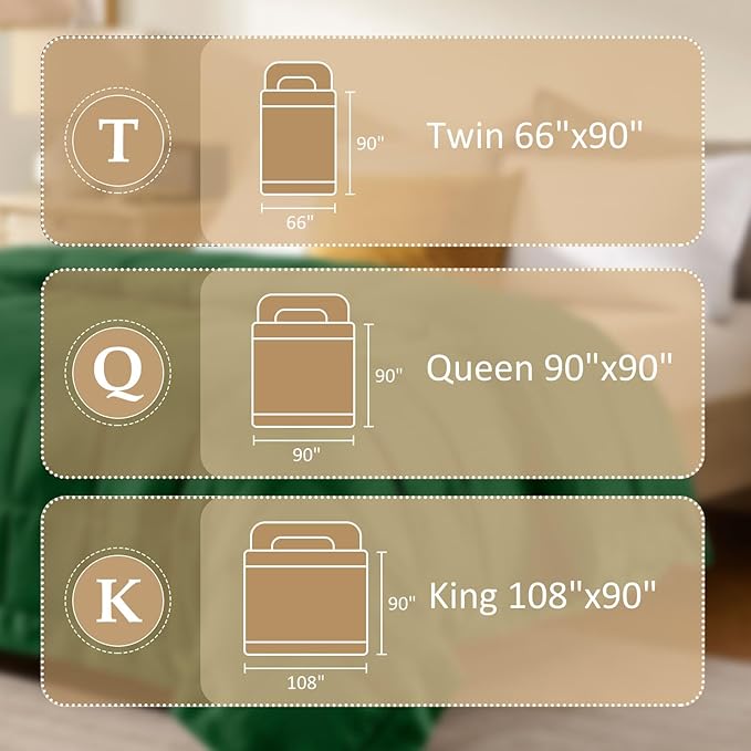 downluxe Queen Size Blanket with Satin Trim, Lightweight Down Alternative Blankets Queen Size for All Season, Machine Washable (Emerald Green, 90x90 Inch)