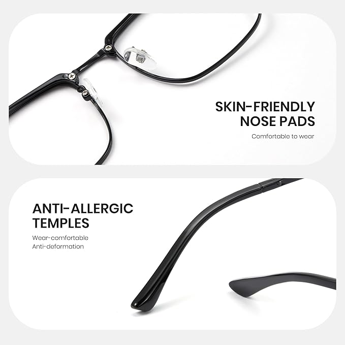 Cyxus Men Blue Light Blocking Glasses Half Rimless Computer Gaming Glasses Square Fashion Glasses 8133