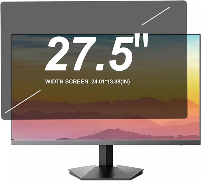 27.5" Computer Privacy Screen for Monitor Filter. Anti-Glare/Anti Blue Light/Anti Scratch Film, Glare Relieve Screen Filter Anti Fingerprint. Size Is(610*340 mm. 24.01*13.38 inch),16:10 Aspec