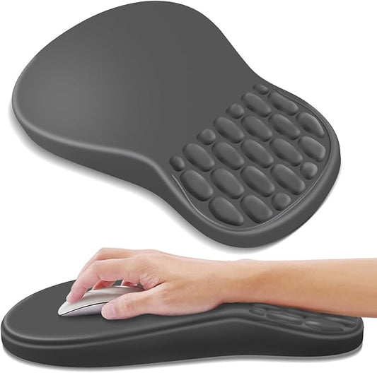Ergonomic Mouse Pad with Wrist Rest Support, Mousepad with Comfortable Memory Foam Wrist Rest and Non-Slip PU Base for Pain Relief, Computer, Laptop, Office, Home (Dark Gray)