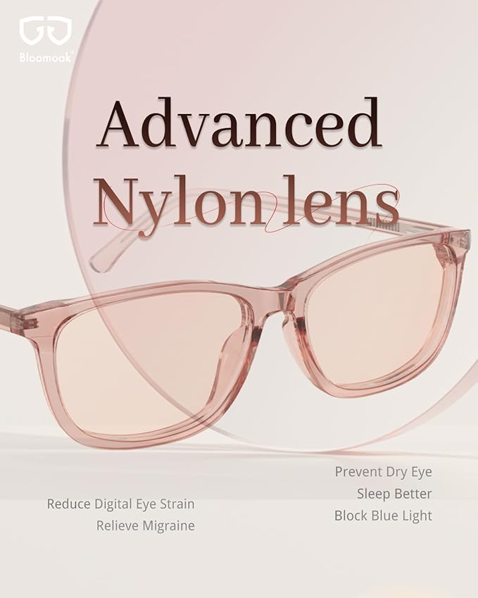 Bloomoak Rose Migraine Glasses, FL- Flex Light Sensitivity Relief Glasses for Fluorescent LED Glare,Photophobia, Eye Strain