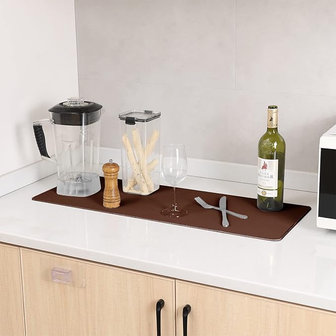 ALOANES Waterproof Mouse Pad with Durable Stitched Edge, Large Gaming Keyboard Pad, Non-Slip Rubber Base Mouse Mat, Extended Desk pad for Gamer, Office & Home, Brown Mousepad 27.6''x11.8''x0.12''