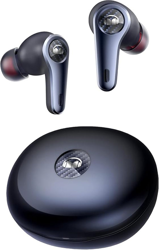 Monster Clarity 8.0 Hybrid Active Noise Cancelling Wireless Earbuds, 42dB in-Ear ANC Earphones Deep Bass with 6 Mics, Bluetooth 5.2, 50H Play Time with Wireless Charging Case,Blue