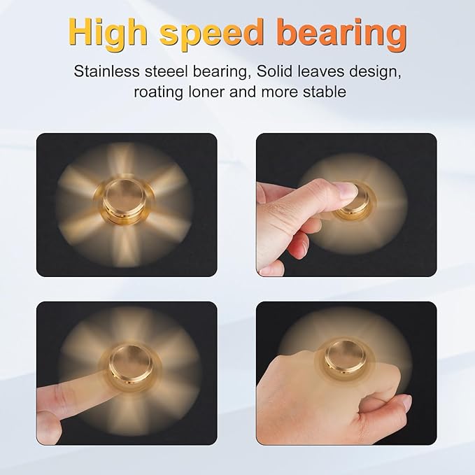 ATESSON Fidget Spinners Toy,Ultra Durable Stainless Steel Bearing High Speed 3-5 Min Precision Brass Metal Finger Spinner,EDC ADHD Stress Relief Anxiety Relieves Reducer for Kids and Adults