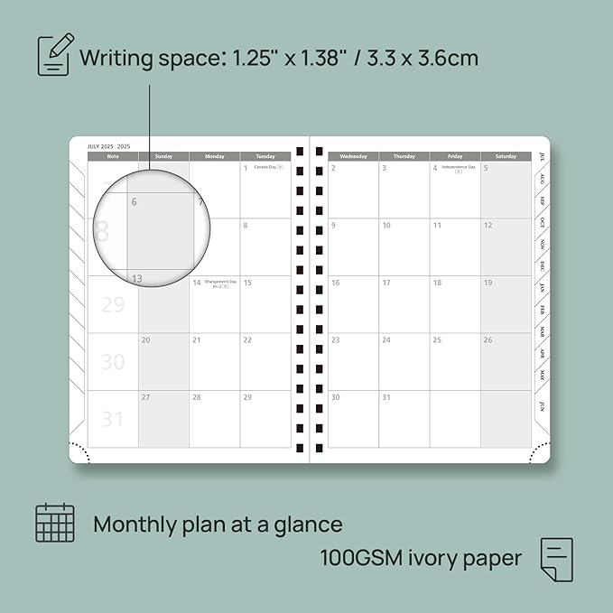 POPRUN Academic Planner 2025-2026 (July 2025-June 2026), Daily Weekly and Monthly Appointment Book (Wirebound Hard Cover - 6.25'' x 8.5'') with Hourly Time Slots, Tabs, 100 GSM - Light Yellow