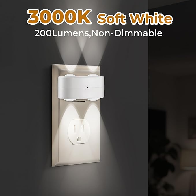 LED Night Lights Plug into Wall,Dusk to Dawn Auto-On/Off Night Light 5000K,1W Plug in Night Light for Hallway Bedroom Stairway 4 Pack Non-Dimmable