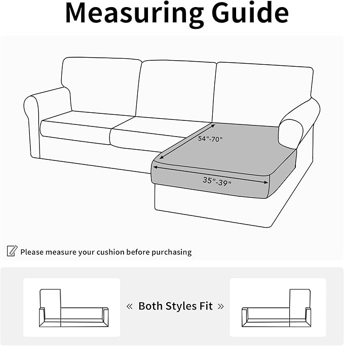 Easy-Going Stretch Sectional Couch Covers 1 Piece Chaise Lounge Slipcover L Shape Separate Cushion Couch Seat Chaise Cover for Both Left/Right Sectional Couch Cream