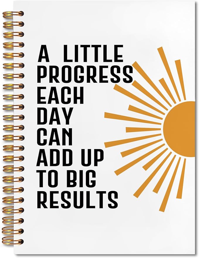 Inspirational Mental Health Spiral Notebook 5.5x8.3, a Little Progress Each Day Can Add Up to Big Results Motivational Journal, Inspirational Mental Health Gifts for Women