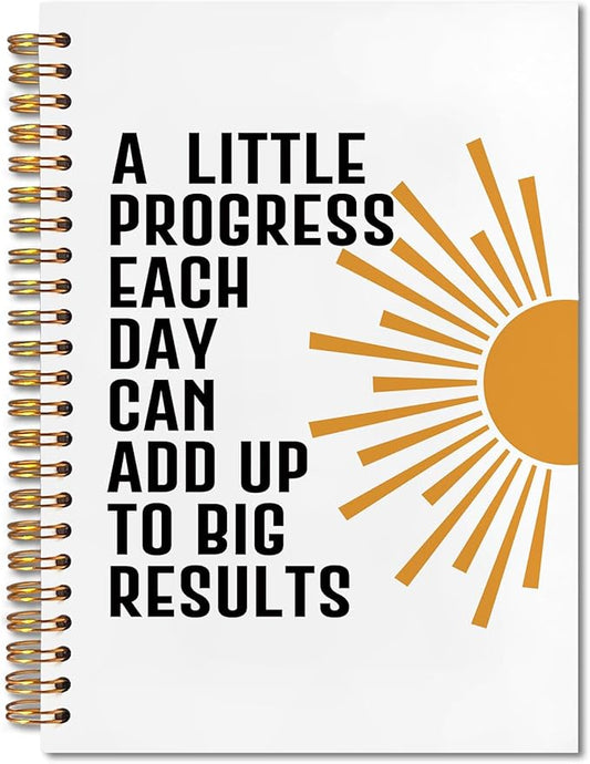 Inspirational Mental Health Spiral Notebook 5.5x8.3, a Little Progress Each Day Can Add Up to Big Results Motivational Journal, Inspirational Mental Health Gifts for Women