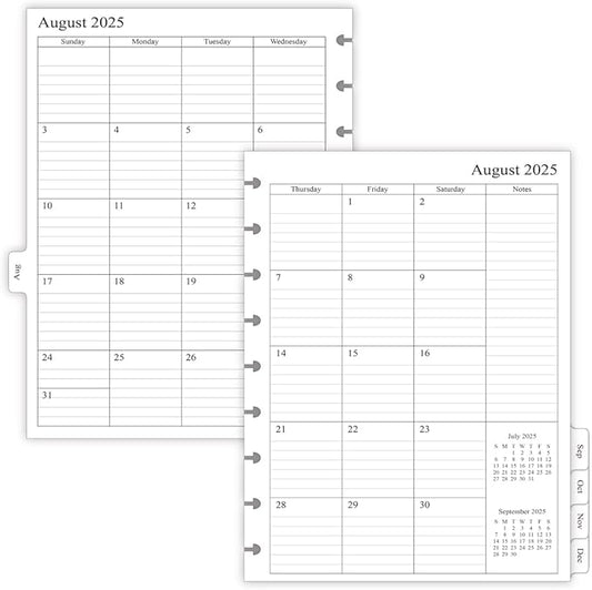 newestor 2025-2026 Planner Refills for Happy Planner Classic Size, Monthly Pages, Aug 2025 - Dec 2026, 9-Disc Punched, 7" x 9-1/4"