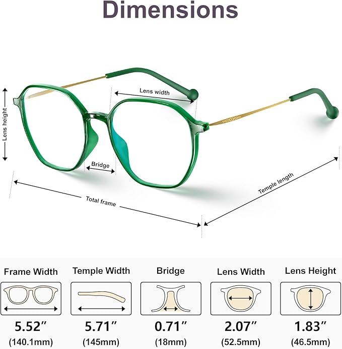 VISOONE Lightweight TR90 Blue Light Blocking Glasses Frame with Anti Glare Eye Protection for Women and Men RANE