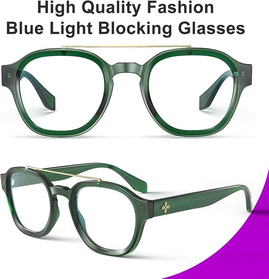 VISOONE Retro Round Anti Eyestrain Metal Medium Eyewear Blue Light Blocking Glasses for Computer Gaming Women Man SANFORD