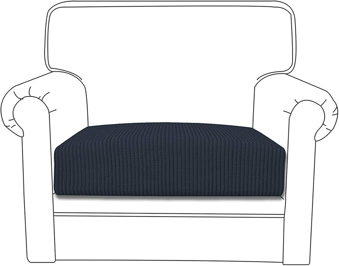 Easy-Going Stretch Chair Cushion Cover Sofa Cushion Furniture Protector Sofa Seat Sofa Slipcover Sofa Cover Soft Flexibility with Elastic Bottom(Chair Cushion, Dark Blue)