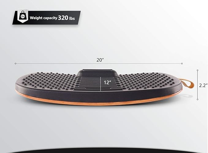 FEZIBO Standing Desk Mat with Anti Fatigue Bar, Wooden Wobble Balance Board with Ergonomic Design Comfort Floor Mat
